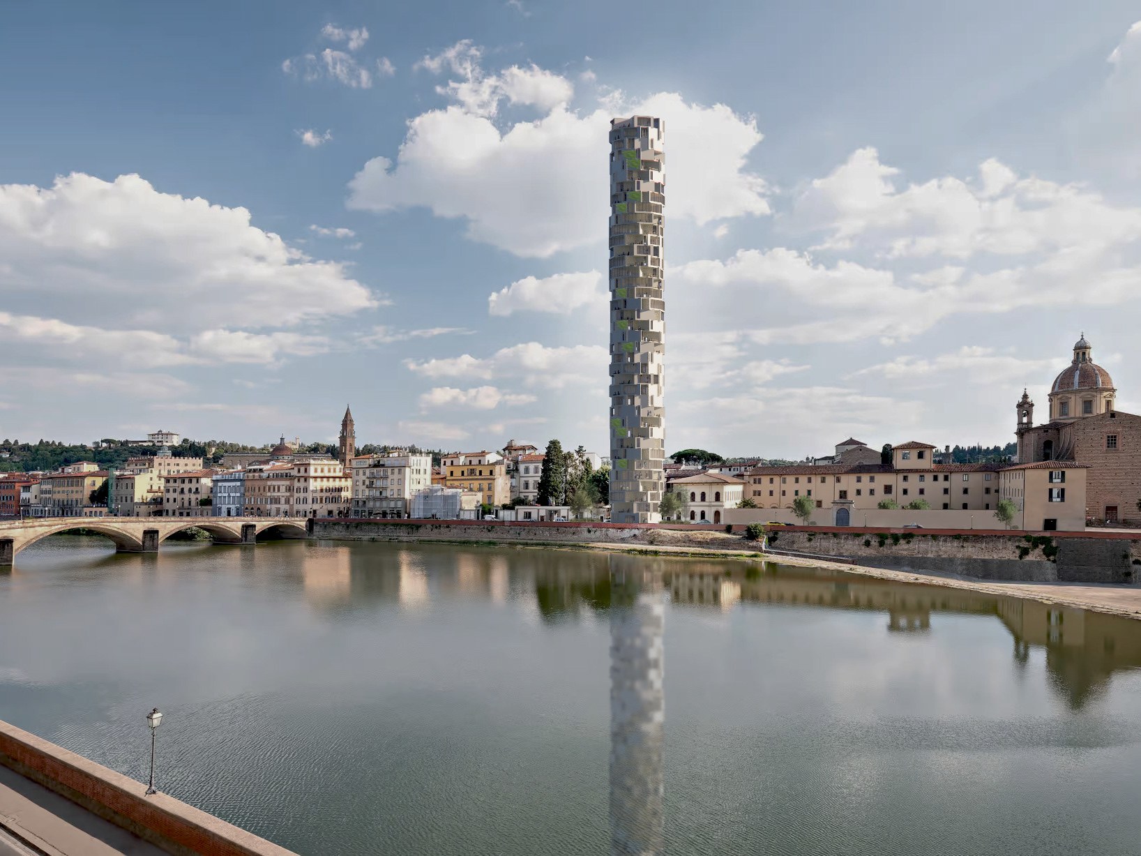 Renaissance Work Tower: slender tower proposal along a historic riverfront